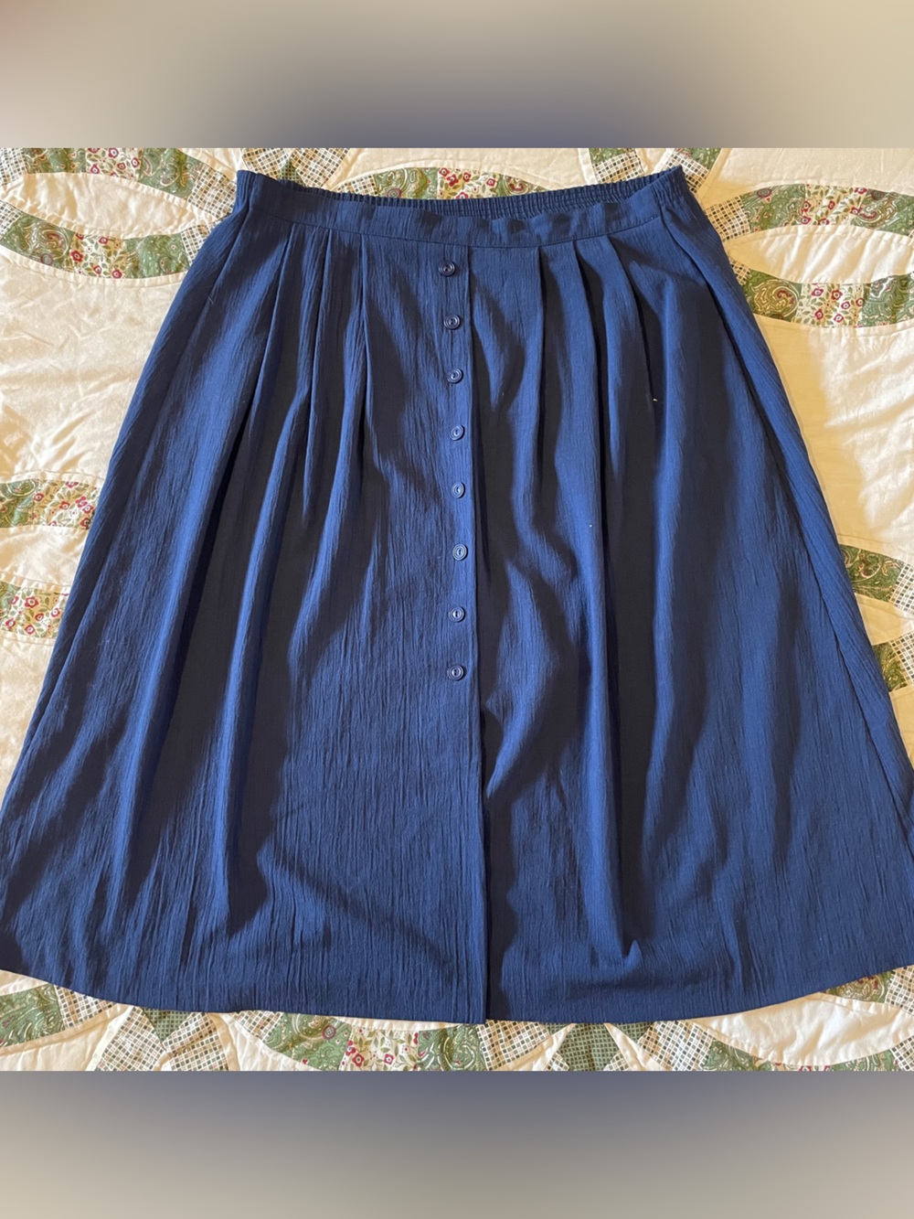 Vintage Alfred Dunner Navy Blue Midi Skirt Size 14 Cottagecore Retro